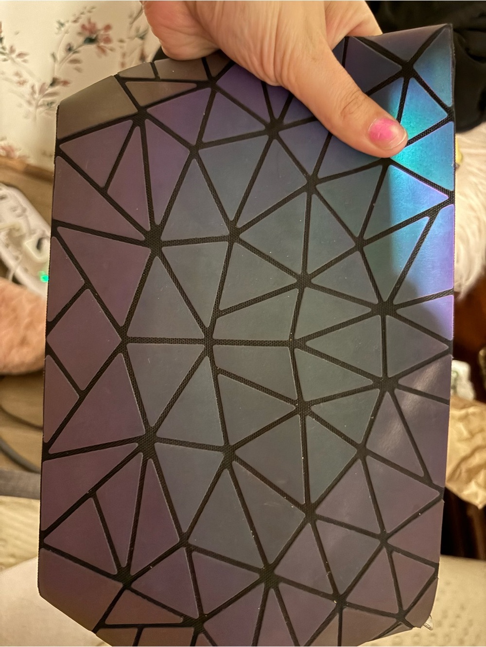 Iridescent Geometric Clutch - Purple/Blue